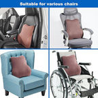 Soft Lumbar Support Pillow for Car Seat and Office Chair, Back Support Pillow for Driver's seat Back Cushion for Pain Relief Improve Posture (Suede Cover-Brown)