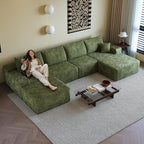 108" Sectional Couches for Living Room Modern Modular Sofa with L-Shape Couchs Upholstered Boneless Couch Deep Seat Sectional Couch with Chaise (Green, Right Facing Chaise+3Seaters+Ottoman)
