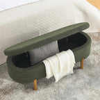 Furniliving 46” Storage Benches, End of Bed Bench with Button-Tufted Large Upholstered Storage Ottoman Teddy Window Bench with Storage Shoe Cabinet Bench, for Bedroom, Entryway, Closet, Green
