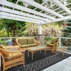 GENIMO Outdoor Rug 5'x8' Waterproof for Patio Decor, Reversible Outdoor Plastic Straw Rug Carpet, Camping Mats for Outdoor, RV, Backyard, Deck, Balcony, Picnic, Black & Grey