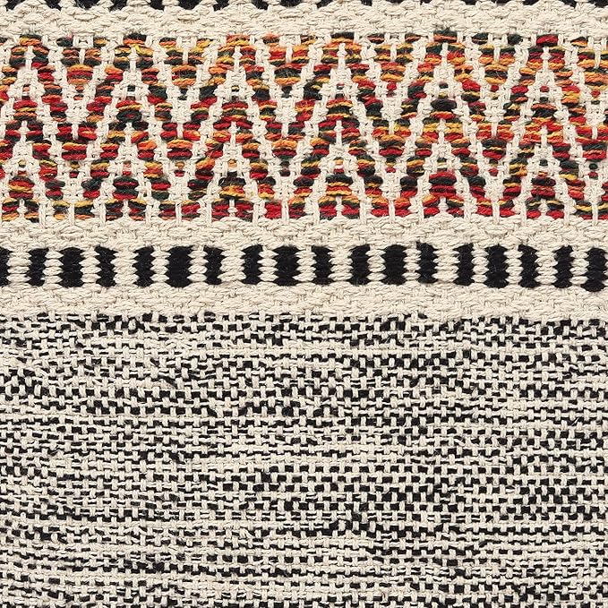 REDEARTH · Tufted Pouf Ottoman with Filler Textured Storage Cube Bean Bag Pouffe Footrest for Living Room, Bedroom, Nursery, Home Decor - 100% Cotton (17.5"X17.5"X17.5", Motley Bohemia Multi)