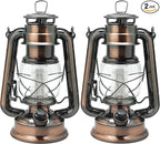 YAKii LED Vintage Lantern Metal Hanging Hurricane 12 LED Dimmer Switch Cold White Battery Operated Power Outage Indoor Camping Lighting Outdoor Brooklyn (Copper 2 Pack)