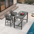 PURPLE LEAF 39.1'' Rectangle Outdoor Patio Counter Height Dining Table, Durable Aluminum Bar Height Pub Table for Counter Bar Stool, Water-Proof Tall Dining Table with Sturdy Legs, Grey