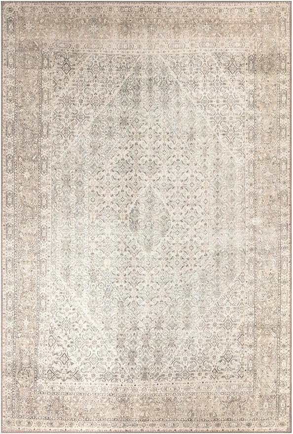 Keen Home Design 5x7 Rug - Machine Washable Area Rug with Non-Slip Backing, Ideal for Living Room, Dining Room, Bedroom - Vintage, Easy Clean, Durable, Low Pile Rug - (5' x 7')