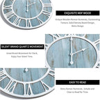 1st owned Wall Clocks for Living Room Decor,16" Vintage,Round Silent Non Ticking,Black Metal,Modern Wood Clocks for Home Bedroom,Kitchen,Garden,Office,Cafe,Modern Wall Decoration -Roman Numerals