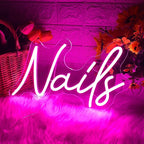 HDJSIGN Nails Neon Sign - LED Pink Nail Salon Sign for Beauty Room Wall Decor - USB Neon Lights