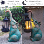 JOYBEE Garden Statues Elephant with Solar Lantern Outdoor Decor-Elephant Solar Figurines Lights Decorations for Patio Yard Lawn Ornaments-Gifts for Birthday Easter Housewarming