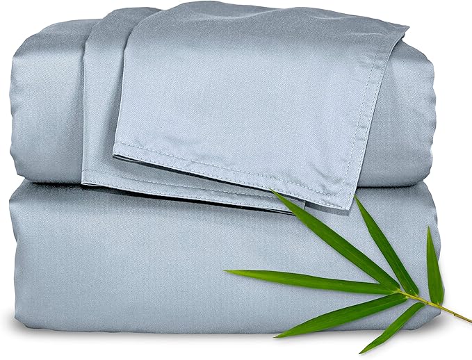 Twin XL Sheets by Pure Bamboo, Genuine 100% Organic Viscose Derived from Bamboo Bed Sheet Set, Luxuriously Soft & Cooling, Double Stitching, Lifetime Quality Promise (Twin XL, Sterling Blue)