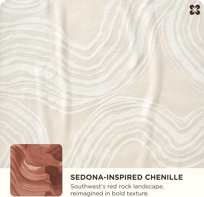 Bedsure 100% Cotton Throw Blanket for Couch - Chenille Woven Textured Blanket Gifts for Women, Cozy and Soft for All Seasons, Home Decor Boho Throw for Bed, Sofa, Oat Milk, 50x60 Inches