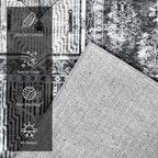 Vintage 5' x 7' Washable Area Rug - Stylish Indoor Rug for Living, Dining or Bedroom - Lightweight Carpet with Non-Slip Backing - Foldable for Easy Placement and Maintenance - Grey