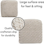 BIRDROCK HOME Bud Pouf Foot Stool Ottoman - Knit Bean Bag Floor Chair - Cotton Braided Cord - Great for The Living Room, Bedroom and Kids Room - Small Furniture