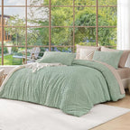 Andency Full Comforter Sets Sage Green, Boho Lightweight and Fluffy Bedding Set for Full Bed, 3 Pieces Tufted Farmhouse Design for All Seasons (79x90Inches, 1 Comforter and 2 Pillow Shams)