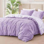Love's cabin Lavender Comforter Set King - King Size Comforter Set, 3 Pieces Cute Floral Bedding Sets for All Seasons,1 Soft Reversible Botanical Flowers Comforter and 2 Pillow Shams