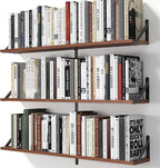 Heimlove Floating Shelves for Wall, 36 Inch Long Wood Floating Bookshelf Set of 3, Wall Mounted Hanging Shelf for Bathroom Bedroom Kitchen, Walnut