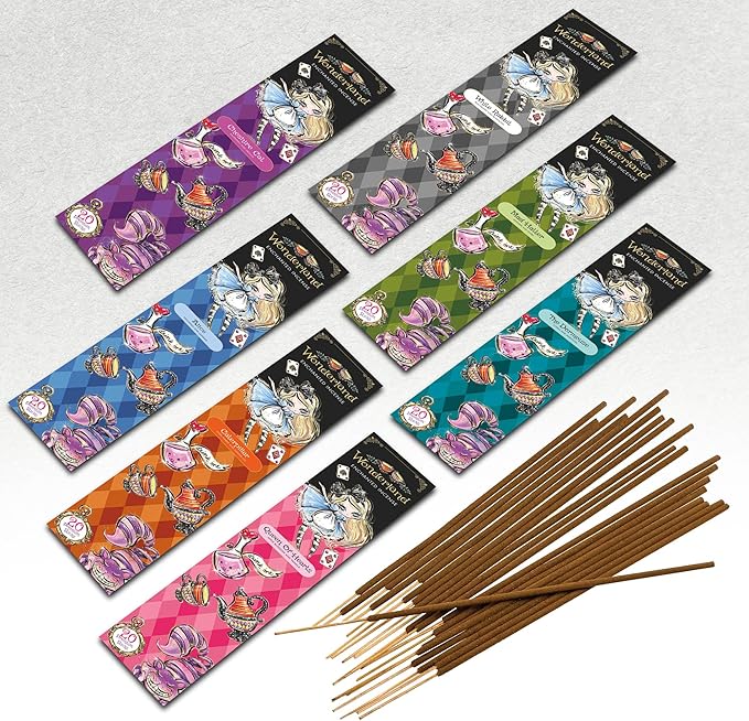 Mecka Wonderland Fantasy Incense Sticks Gift Set | 140 Insence-Sticks for a Whimsical Journey | 7 Enchanting Scents for Aromatherapy & Relaxation | Premium Slow Burn Long Lasting All Natural Insenses