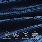 Bedsure Cotton Duvet Cover Queen - 100% Cotton Waffle Weave Navy Blue Duvet Cover Queen Size, GentleSoft™ and Breathable Bedding Set for All Season, 3 Pieces, 90"x90"