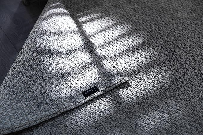 CAMILSON Easy Jute Rug 8x10, Indoor Outdoor Grey Color Area Rugs for Living Room Farmhouse Patio and Kitchen Rug, Solid Boho Woven Design, Easy-Cleaning, Washable Outside Carpet Alfombras (8 x 10)