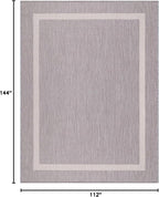 Bordered Outdoor Rug 9x12 Washable Outside Carpet for Indoor Patio Porch Waterproof Easy Cleaning Non Shedding Area Rugs Gray 9 x 12