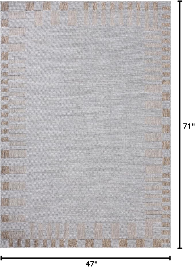Loloi Amber Lewis Topanga Collection TOP-08 Silver/Natural 3'-11" x 5'-11" Indoor/Outdoor Accent Rug