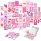 Y2K BOO Preppy Pink Wall Collage Kit - 50 Trendy Aesthetic Photos for Stylish Spaces, Perfect Room Decor, Teens' Photo Collage Kit 4x6, Dorm Wall Art