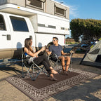 GENIMO Outdoor Rug Waterproof for Patio Decor, 3'x5' Foldable Reversible Plastic Straw Carpet for Porch, Outside Area Mat for Entryway, Rv, Deck, Picnic, Camper, Balcony, Beach, Coffee & Beige