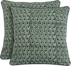 Ridhi Basil Green Block Print Cotton Canvas Throw Pillow Covers for Decorative Couch Pillows for Living Room, Chic Boho Cute Outdoor Valentine Pillows Covers Gifts 24x24 Inches