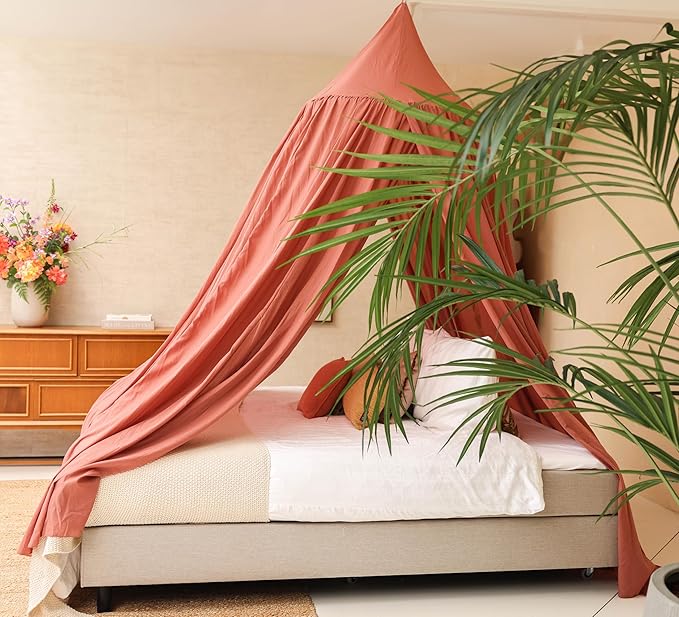 Pink Bed Canopy for Queen and King-Sized Beds | Bedroom Decoration for Teens or Adults | Conical Shape Insect Netting | Mosquito Net in Multiple Colors and Sizes