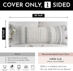 BlissBlush Gray Decorative Lumbar Pillow Cover 14x36, Grey Boho Long Body Pillow for Bed, Farmhouse Lumbar Throw Pillow for Couch, Modern Accent Textured Throw Pillowcase