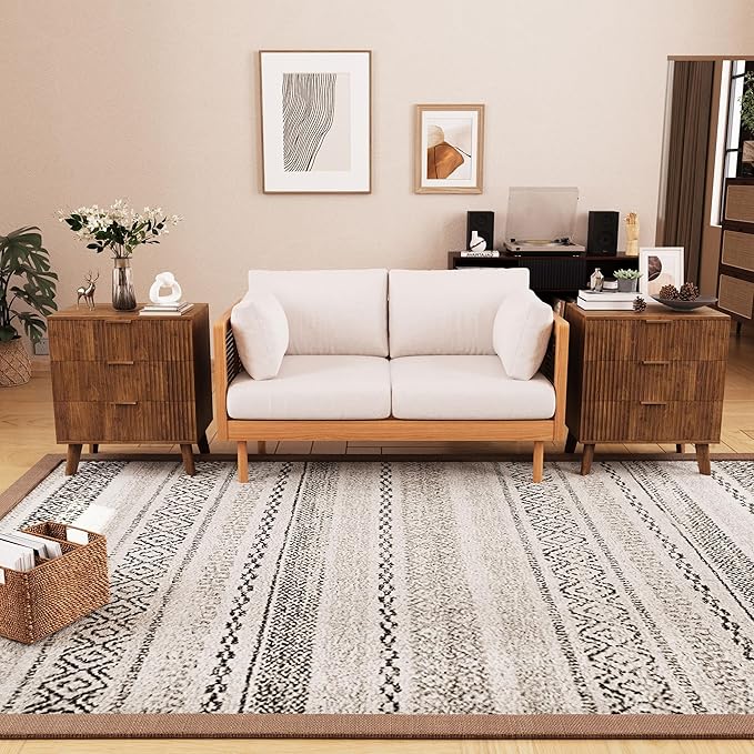 Fluted 3 Drawer Dressers, Modern Closet Dressers Chest of Drawers, Wood Storage Dresser Chest of Drawers Organizer for Bedroom Living Room Hallway Closet, Walnut, 2 Sets