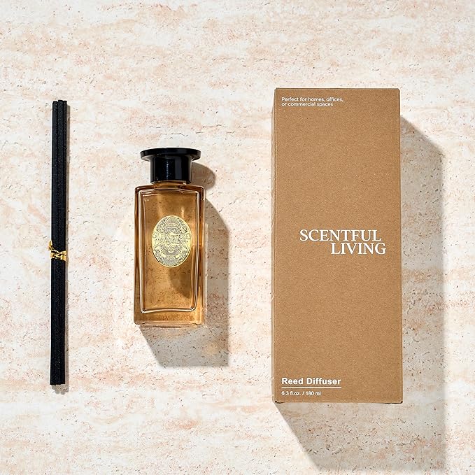 M&SENSE 6.3 oz Large Reed Diffuser Set | Jasmine Garland Scent Oil Diffuser with Sticks | Hotel Collection Non-Toxic Essential Oil |for Bedroom Bathroom Living Room