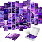 Y2K BOO Purple Aesthetic Wall Collage Kit - 50 Trendy Violet Photos for Dreamy Spaces, Perfect Room Decor for Teens, 4"x6" Stylish Purple Wall Art for College Dorms
