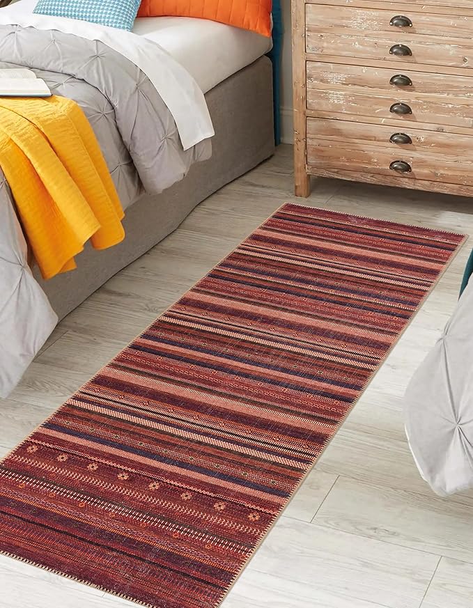 Keen Home Design 2x7 Rug - Machine Washable Runner Rug with Non-Slip Backing, Ideal for Hallway, Entryway, Kitchen, Laundry Room - Vintage, Easy Clean, Durable, Low Pile Rug - (2'6" x 7')