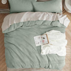 Bedsure Cotton Duvet Cover King - 100% Cotton Waffle Weave Sage Green Duvet Cover King Size, GentleSoft™ and Breathable Bedding Set for All Season, 3 Pieces, 104"x90"