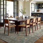 GENIMO 8x10 Area Rugs for Living Room, Machine Washable Non Slip Vintage Rugs, Low Pile Lightweight Chenille Print Rug for Bedroom, Dining Room, Home Office, Sage Teal