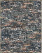 Area Rugs 8x10 for Living Room Bedroom, Modern Abstract Machine Washable Rug, Large Soft Low Pile Floor Cover with Non Slip Backing for Dining Room, Dark Blue Rust