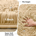 Fluffy Beige Bedroom Area Rug: Ultra Fluffy Non-Slip Floor Carpet for Bedroom Living Room Nursery Dorm Room Playroom - Soft Shaggy Rug Home Decor (Beige 4x6 Feet)