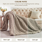 Carriediosa Chunky Knit Throw Blanket 60" X 80" Twin, 100% Hand Made Large Chenille Loop Yarn Soft Fluffy Throws for Couch Sofa Bed, Big Crochet Cozy Heavy Thick Cable Woven Blankets, Taupe