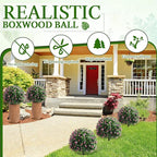 Yunlly Set of 2 Artificial Boxwood Topiary Ball Tree Fake Bushes Shrubs Outdoor Faux Plant with Ground Spike Flowers UV Resistance Greenery for Front Porch Garden Patio Indoor(Pink,27x18inch)