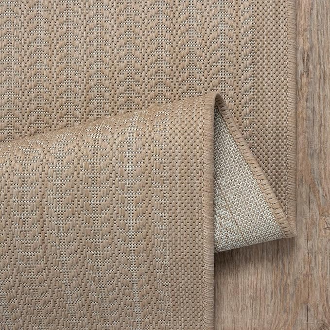 Adiva Rugs Outdoor Indoor Area Rug, Weather Resistant, Easy to Clean, Stain Resistant Floor Mat for Dining Room, Backyard, Deck, Patio (Natural Beige, 2'6" x 7')