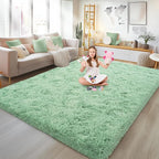 Soft Fluffy Rug for Living Room, 4x6 Sage Green Shag Area Rug for Bedroom Living Room, Non-Slip Fuzzy Carpet for Girls Boys Kids, Throw Rugs for Dorm, Modern Home Decor Aesthetic