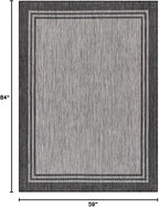 Bordered Outdoor Rug 5x7 Washable Outside Carpet for Indoor Patio Porch Waterproof Easy Cleaning Non Shedding Area Rugs Dark Gray 5 x 7