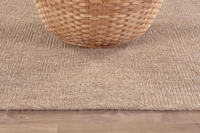 CAMILSON Indoor and Outdoor Runner Rug Natural Solid Boho Woven Design Easy-Cleaning Non Shedding Fiber Living Room Bedroom Garden Patio and Kitchen Washable Outside Carpet Alfombras (2x7)