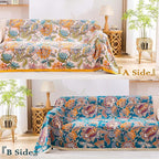 Boho Throw Blanket for Bed, 100% Cotton Soft Rustic Quilt Fall Blanket, 50"x60" Floral Printed Farmhouse Decor Bed Blankets, All Season Rustic Reversible Bohemian Throw Quilt