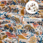 Boho Throw Blanket for Bed Couch 100% Cotton Woven Bed Throws for Summer, Lightweight and Soft Cozy Farmhouse Reversible Muslin Decorative Blanket for Travel Picnic, Teal/Cream, 80"x90"