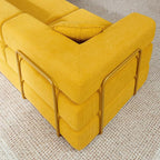 108" Oversized Convertible Sleeper Sofa Bed, Corduroy L Shape Sectional Couch, Folding Sofa Bed with Side Pocket, Modern Cloud Floor Mattress Couch, Modular Sofa for Living Room, Yellow