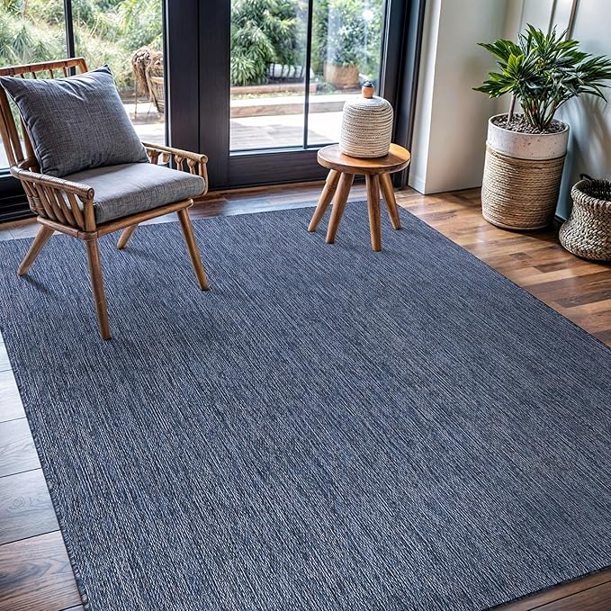 CAMILSON Outdoor Rug 6x9 Modern Area Rugs for Indoor and Outdoor Patios and Porches - Waterproof, Washable, Non-Shedding, Easy-to-Clean Outside Carpet (6 x 9, Solid - Navy Blue)