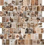 Y2K BOO Beige Brown Aesthetic Wall Collage Kit – 100 Modern & Vintage Photos, 4"x6" Semi-Gloss Prints for Teen Girls Dorm Room Decor, Cozy & Warm Everyday Moments, Gift for Birthday & Graduation