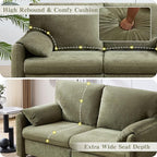 Chenille Oversized Armchair, 38.6'" Wide Accent Chairs for Living Room & Bedroom Modern Lounge Chair, Upholstered Mid-Century Reading Chair (Green, Loveseat)