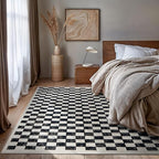 Rugshop Black and White Checkered Area Rug – High-Contrast Grid Pattern Carpet for Living Room, Bedroom, or Dorm – Trendy Contemporary Soft Floor Décor 5' x 7' Black