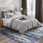 GENIMO 5x7 Area Rugs-Washable Area Rug Lightweight Low Pile, Non Slip Indoor Printed Modern Rug, Soft Pet Friendly Carpet for Living Room, Bedroom, Playroom, Blue Ivory